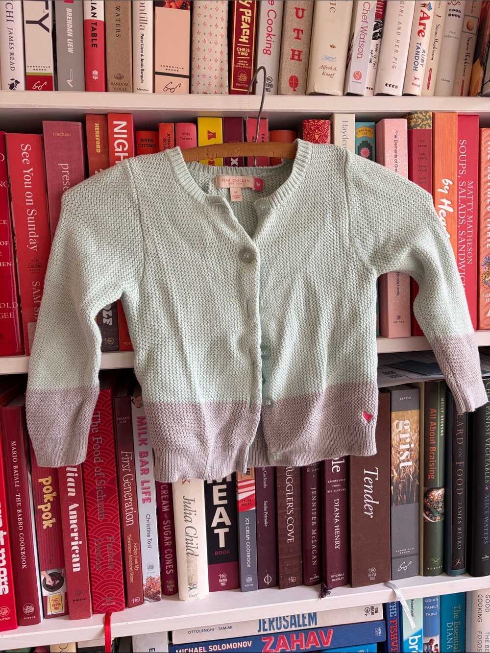 Pink Chicken Mint & Silver Knit Cardigan Sweater sz 5